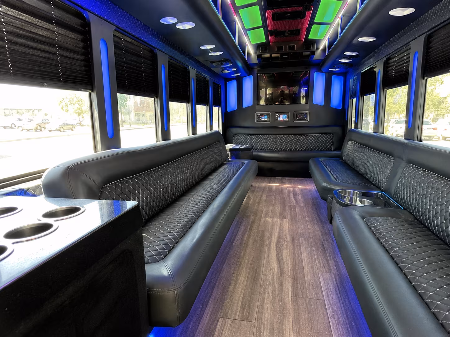 pico rivera 15 passenger party bus inside