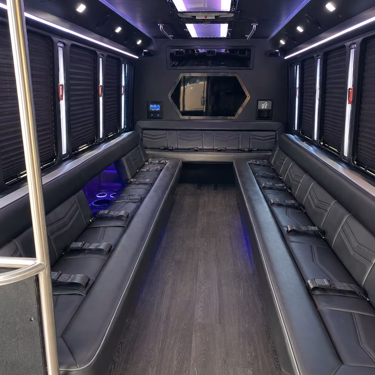 pico rivera 18 passenger party bus interior