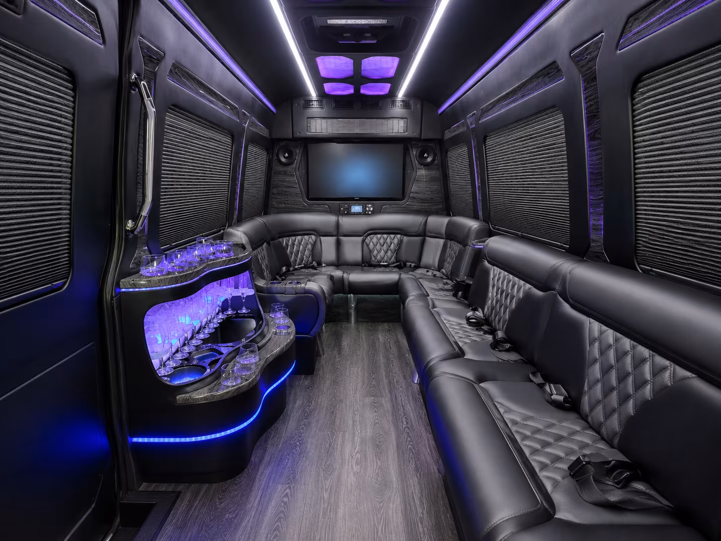 pico rivera 25 passenger party bus inside