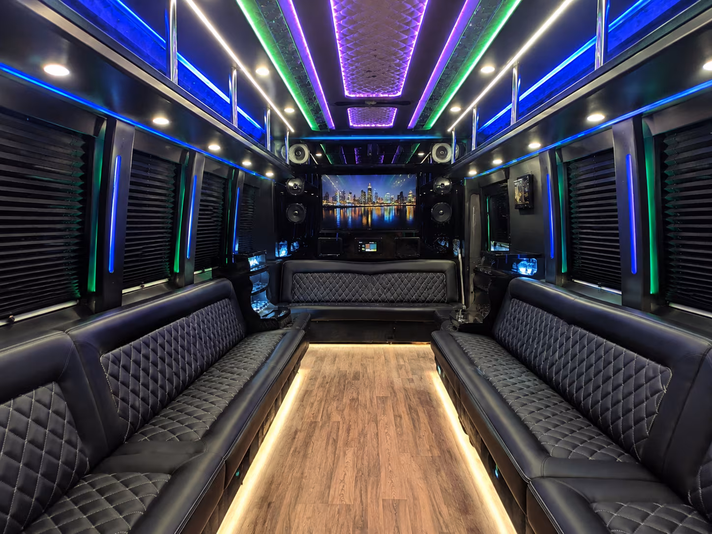 pico rivera 25 passenger party bus interior