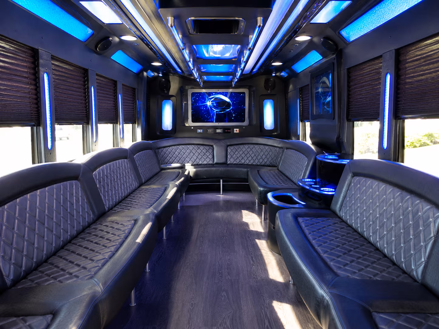 pico rivera 28 passenger party bus inside
