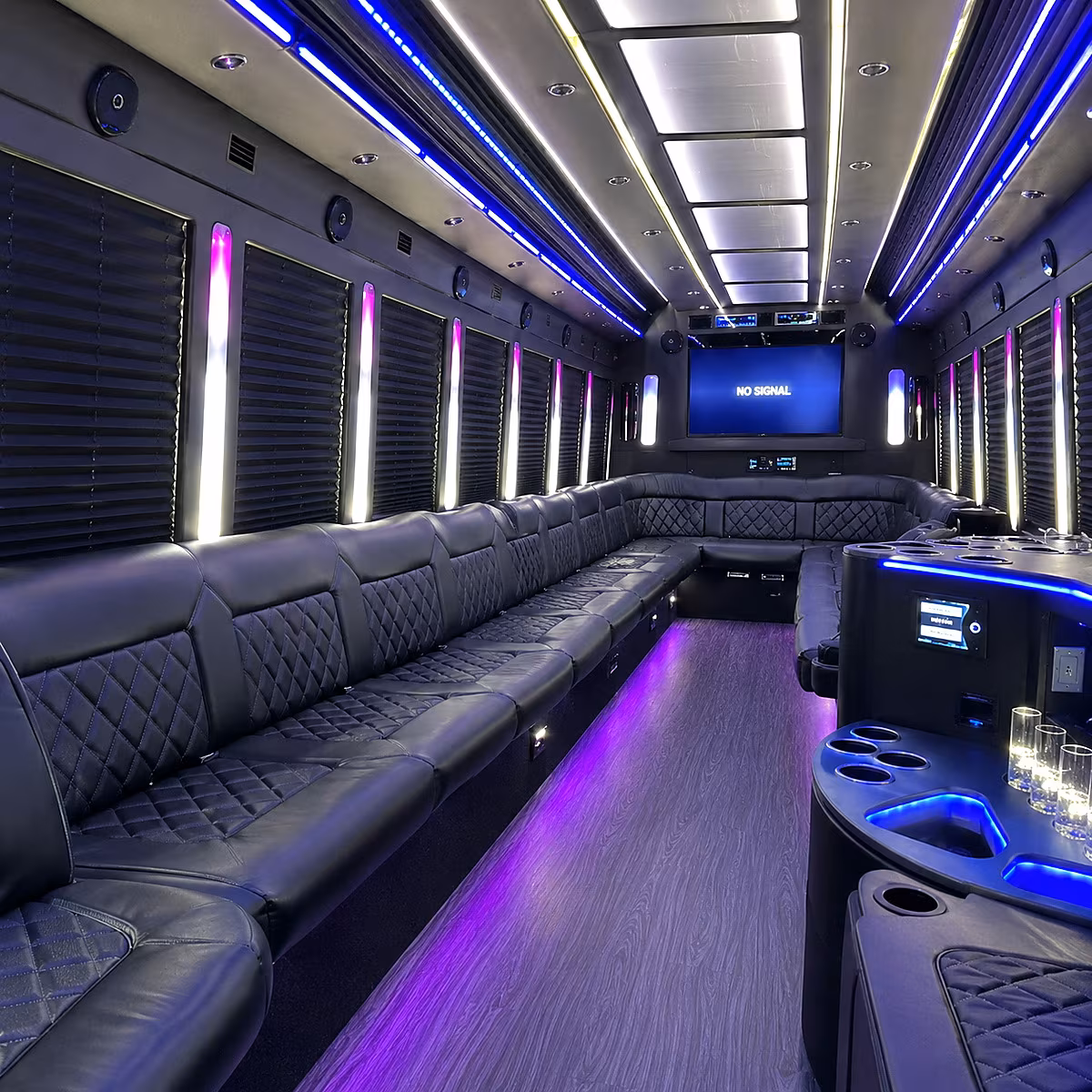 pico rivera 30 passenger party bus inside