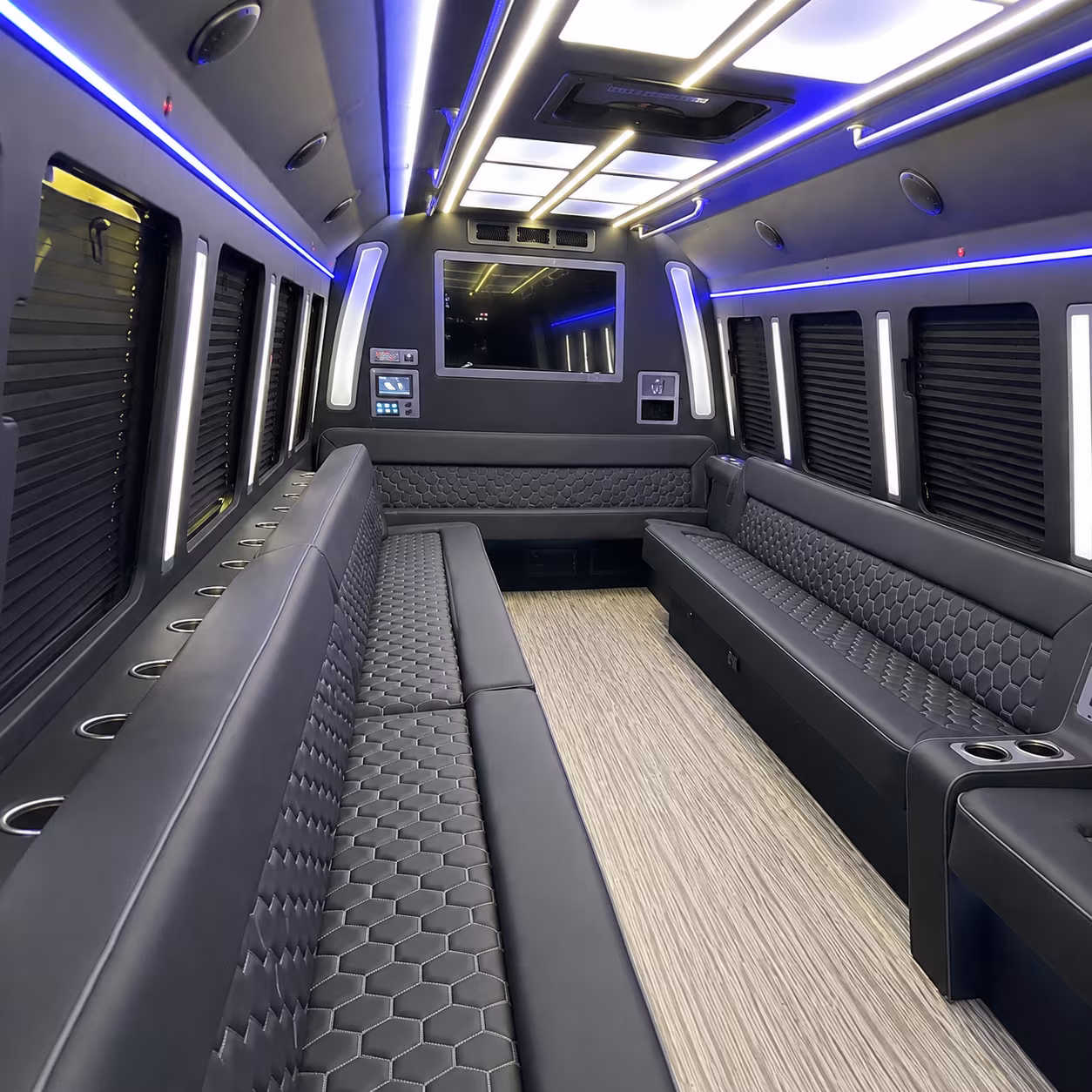 pico rivera 40 passenger party bus inside