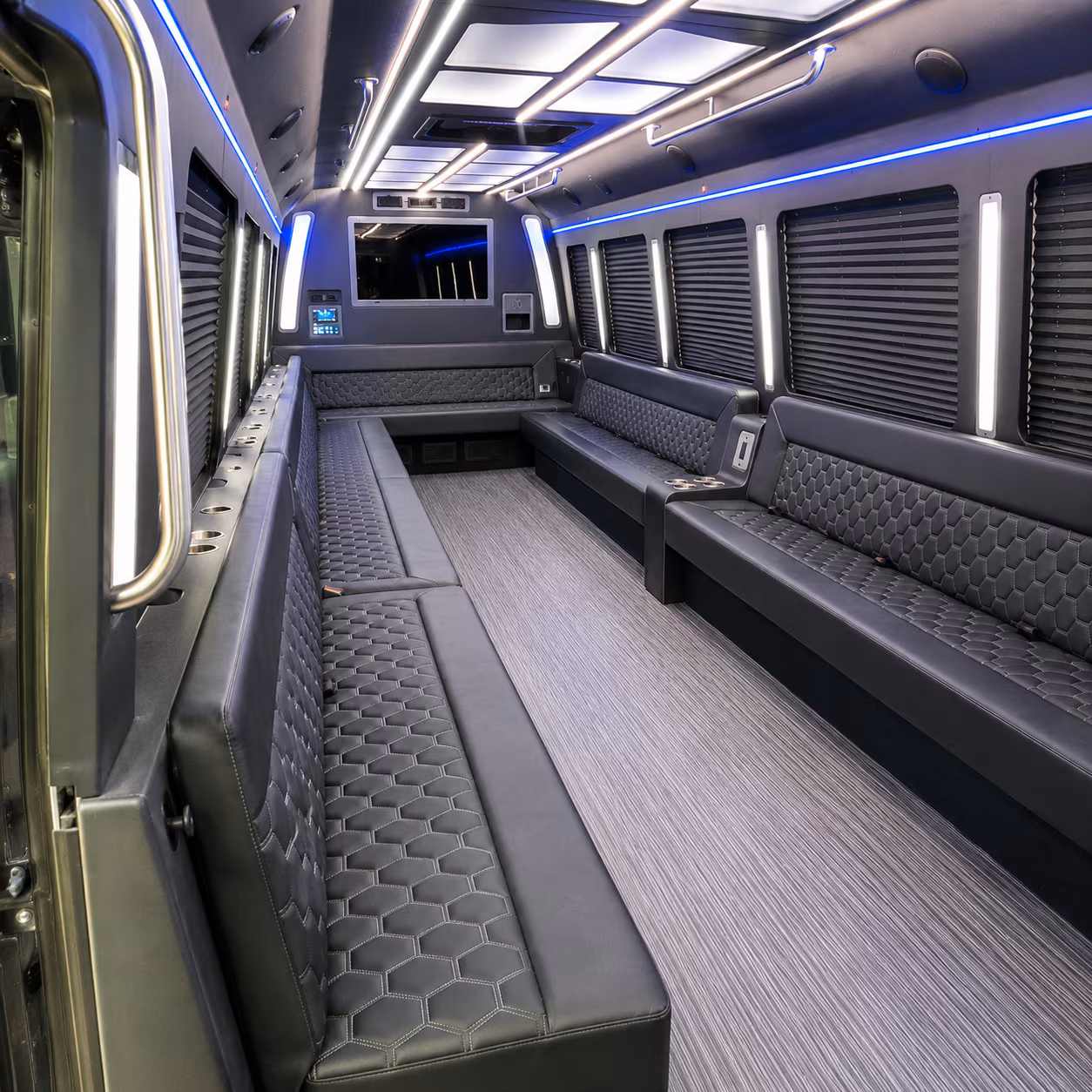 pico rivera 40 passenger party bus interior