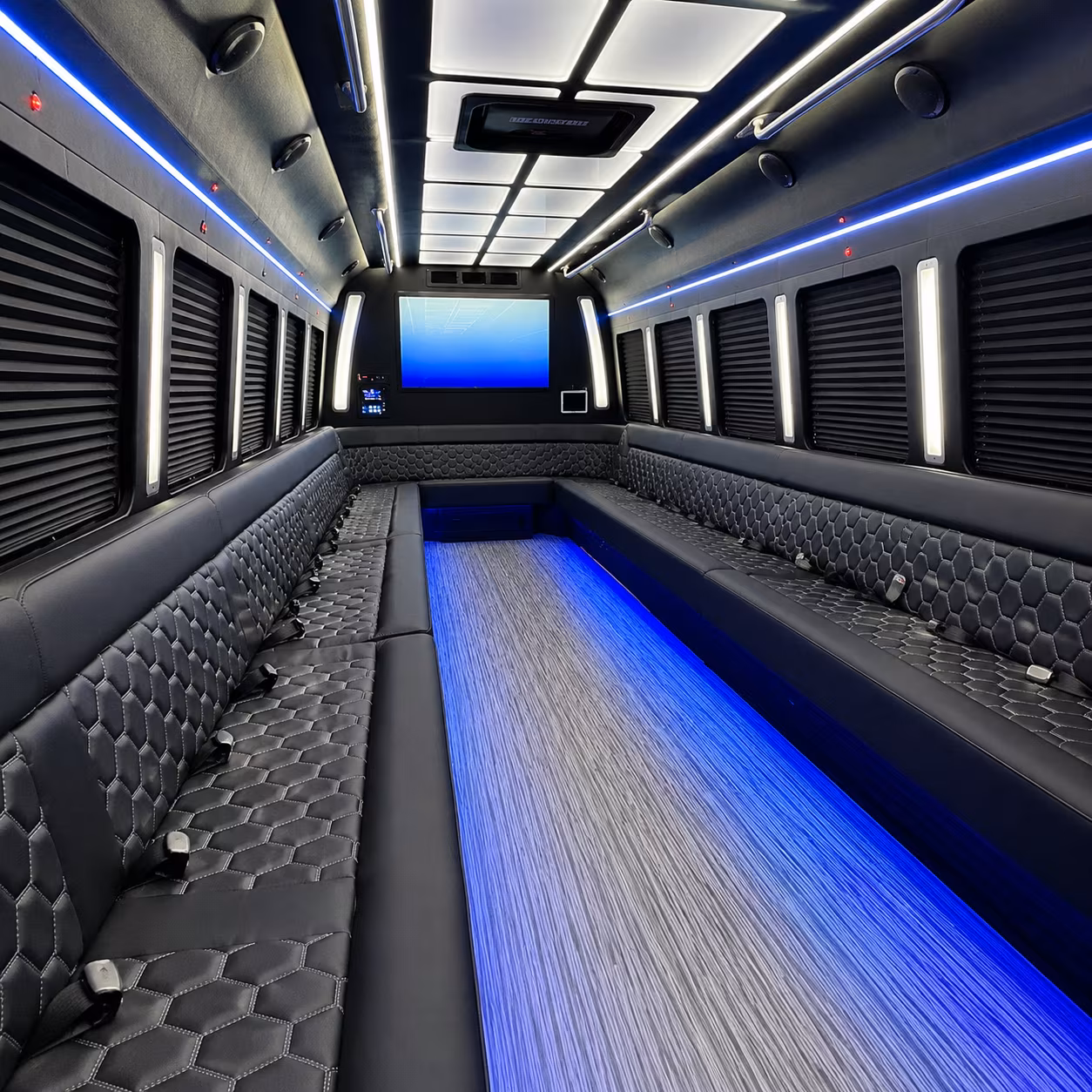 pico rivera 50 passenger party bus inside